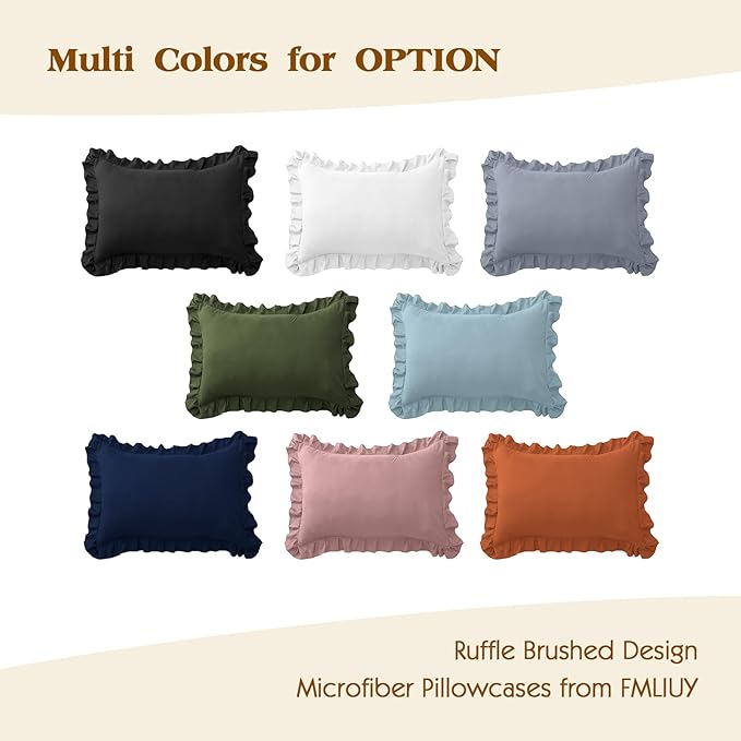 Ruffle Pillow Cases Queen Size Set of 2 – Soft Wrinkle Resistant Brushed Microfiber Ruffled Pillowcases –Envelope Pillow Shams Cover Festive Gift for Hotels,Guest Rooms 20x30 Inch (Silver Gray)