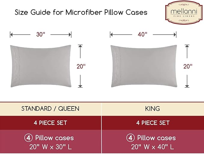 Mellanni Pillow Cases Set - 4 PC Iconic Collection Pillowcases - Hotel Luxury, Extra Soft, Cooling Pillow Covers - Wrinkle, Fade, Stain Resistant (Standard/Queen 20" x 30", Blue Hydrangea)