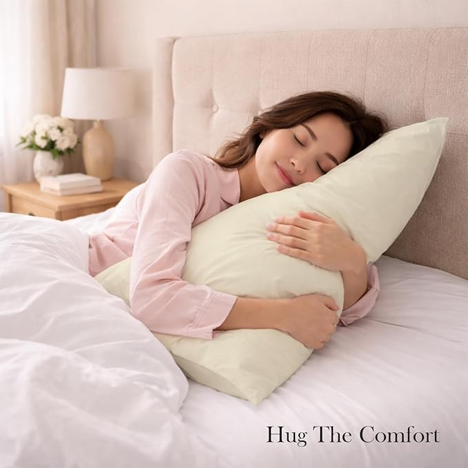 400 Thread Count 100% Egyptian Cotton Queen Size Pillowcases Set of 4, Soft & Breathable Sateen Weave, Envelope Closure, Hotel Luxury Bed Linen, Durable & Fade Resistant, 20"x30", Ivory