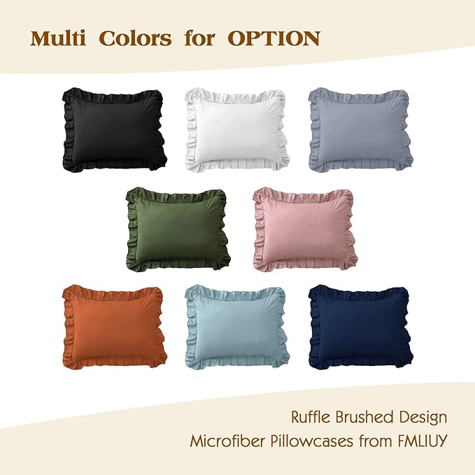 Ruffle Pillow Cases Standard Size Set of 2 –Soft Wrinkle Resistant Brushed Microfiber Ruffled Pillowcases –Envelope Pillow Shams Cover Festive Gift for Hotels,Guest Rooms 20x26 Inch (White)