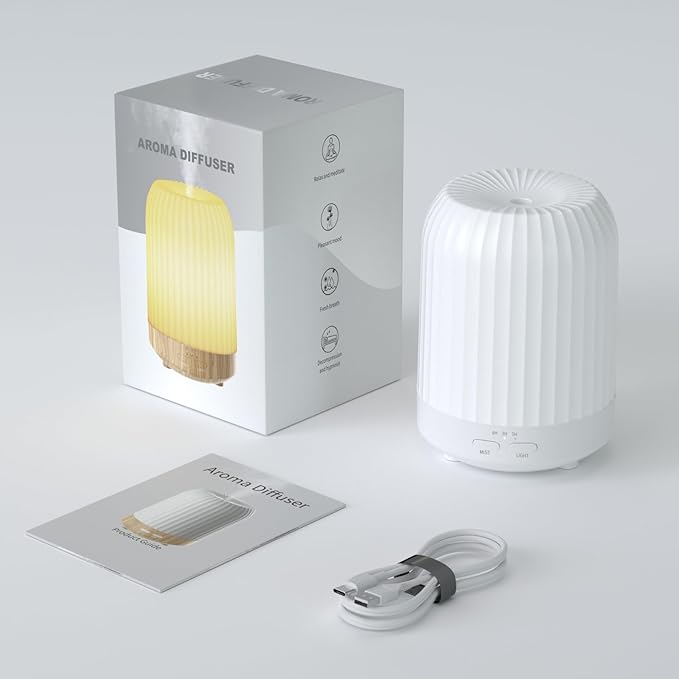 Essential Oil Diffuser for Bedroom, Quiet Humidifiers for Home, 250ML Small Aromatherapy Diffuser, 7 LED Color for Home Bedroom