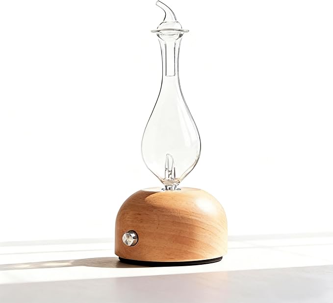 Waterless Essential Oil Diffuser - Electric Wood Glass Ultrasonic Fragrance Aromatherapy Scent Aroma Diffuser for Home Bedroom, Cold Air Smart Therapy Nebulizing Aromas Difusor para Casa