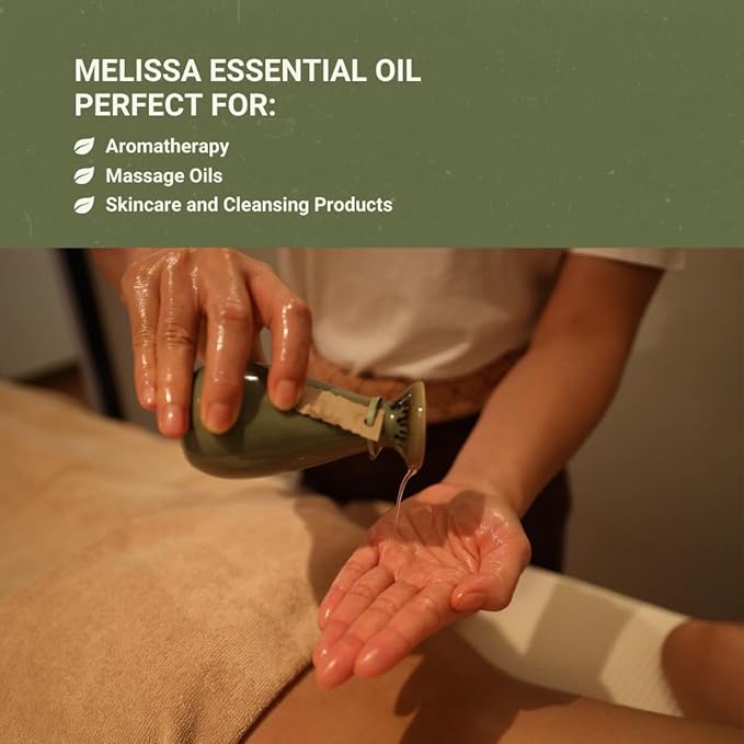 Melissa Essential Oil - Direct from Bulgarian Sustainable Farms - Steam Distilled - Aceite Toronjil for Aromatherapy, Massage, Diffuser, DIY Candle and Soap Making - 8oz