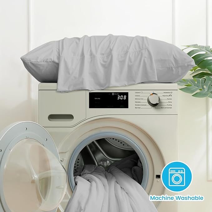 Cozy Bliss Cooling Pillow Cases for Hot Sleepers, Q-Max>0.45, Queen Size Set of 2, Soft & Silky Pillow Covers with Envelope Closure,Gift, Light Gray, 20x30 Inches