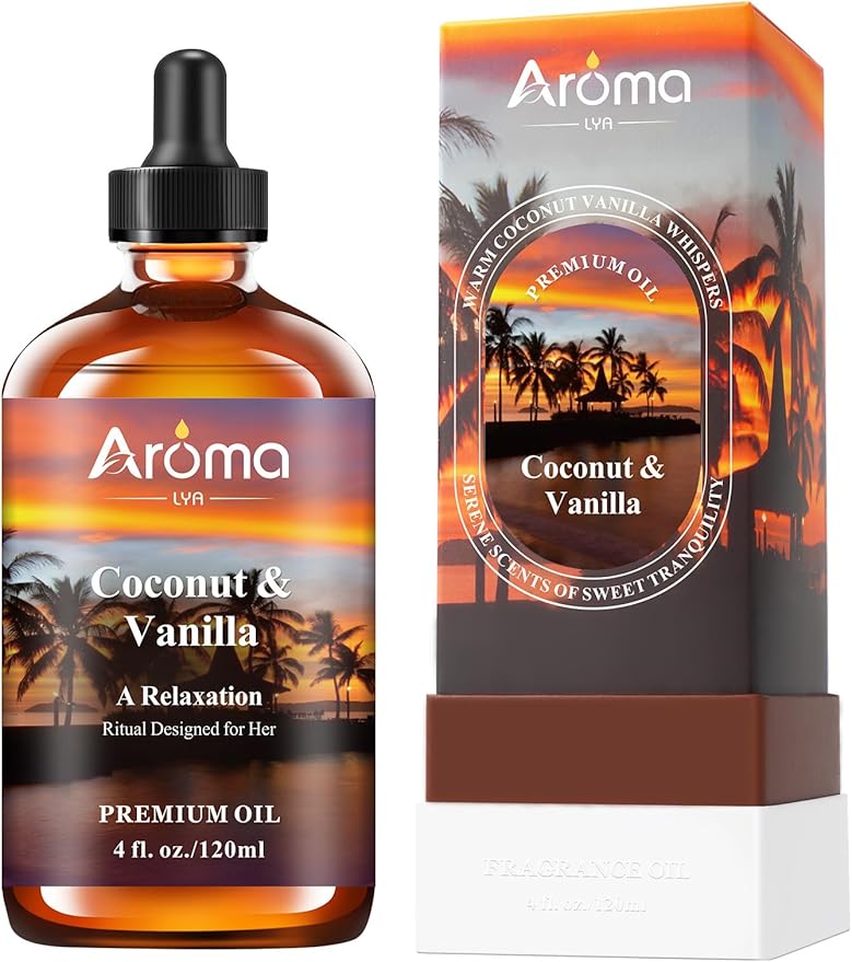Coconut Vanilla Essential Oil 4fl.Oz - Essential Oils for Diffusers for Home & Aromatherapy - Vanilla Oil for Diffuser, Scented Oils for DIY Soap, Candle Making