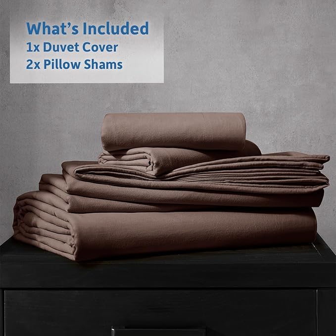 Nestl Chocolate Brown Duvet Cover Full Size - Soft Double Brushed Full Size Duvet Cover Set, 3 Piece, with Zipper Closure, 1 Duvet Cover 80x90 inches and 2 Pillow Shams