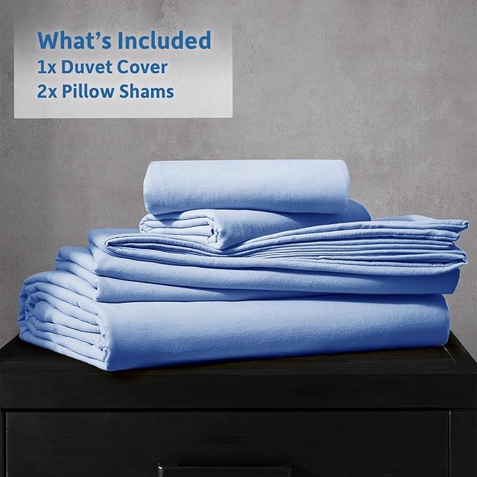 Nestl Calm Blue Duvet Cover Queen Size - Soft Double Brushed Queen Duvet Cover Set, 3 Piece, with Zipper Closure, 1 Duvet Cover 90x90 inches and 2 Pillow Shams