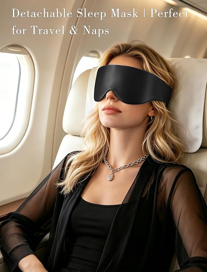 Satin Bonnet for Sleeping with Eye Mask,No Slip Sleep Bonnet with Long Curling Ribbons for Braids & Long Hair