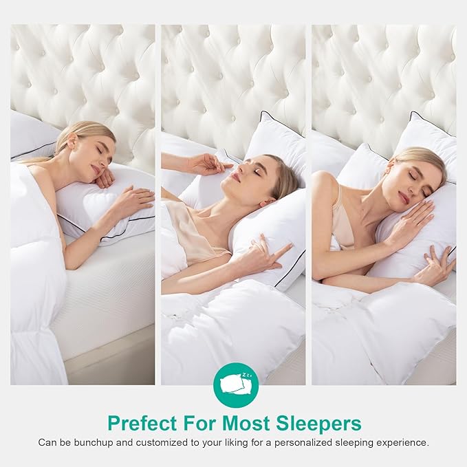 APSMILE Medium Firm Feathers Down Pillow Standard Size Set of 2, Luxury Feathers Pillow for Sleeping, 100% Organic Cotton Cover Hotel Bed Pillow for Side Sleeper (White, 20"x26")