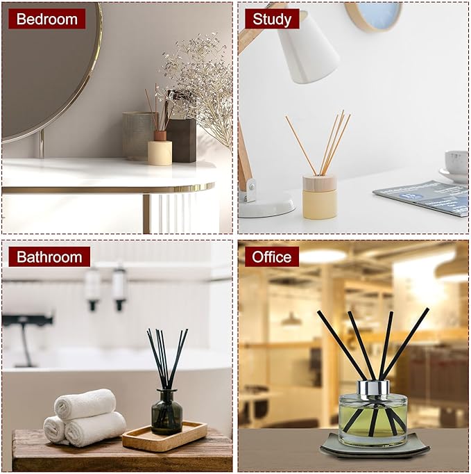 HARFINGTON Empty Glass Diffuser Bottle 140ml/4.7oz Refillable Fragrance Accessories Aromatherapy Jar Container for Replacement Reed Diffuser DIY Home Bathroom Orange with Gold Tone Cap