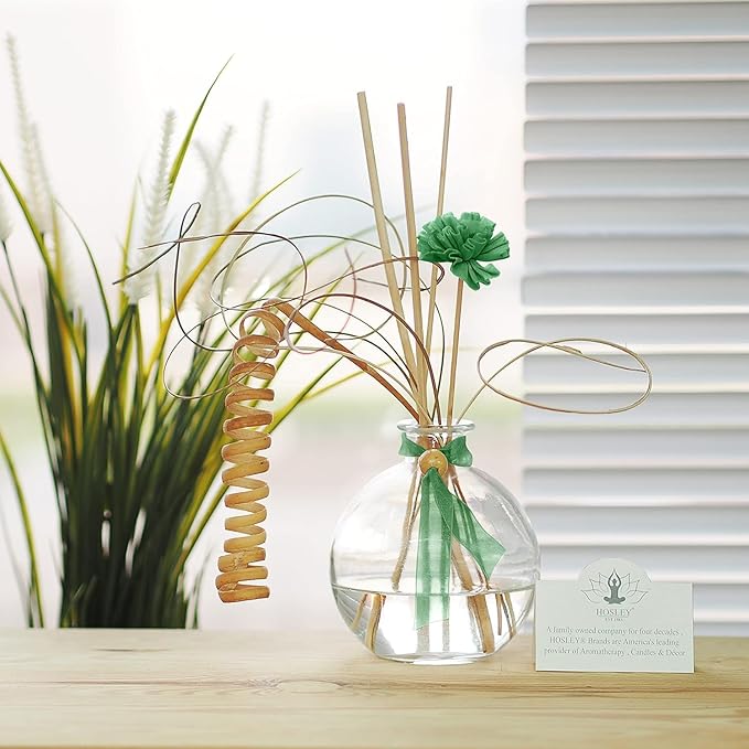 Hosley Set of 4 Glass Diffuser Bottles with Reeds, No Oil Included, Ideal Home Decor and Birthday Gifts for Women, Perfect Room Decor for Weddings, Spa, Meditation, Bathroom