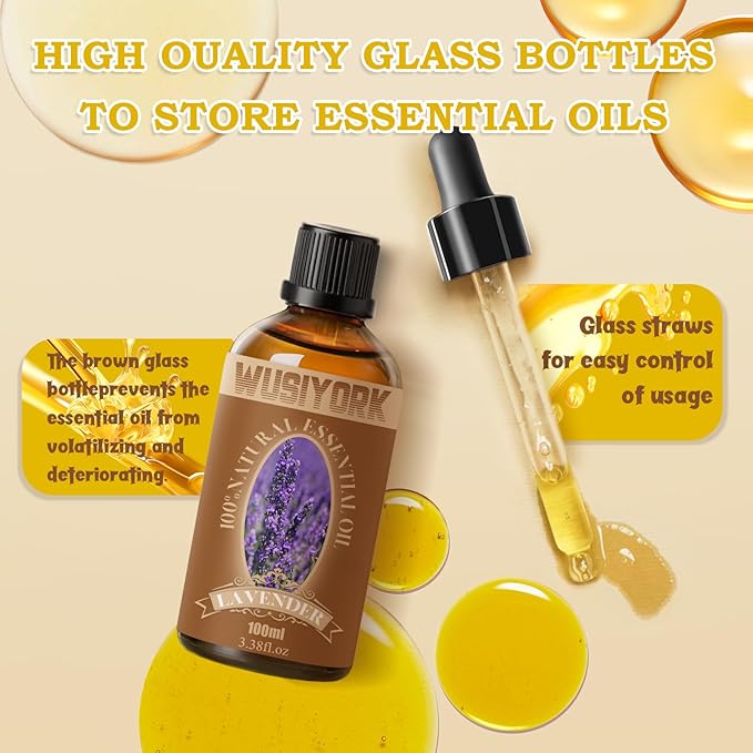 Lavender Essential Oil 100ML - 100% Pure and Natural Therapeutic Grade Oils for Aromatherapy Diffuser - 3.4 Fl Oz/Lavender