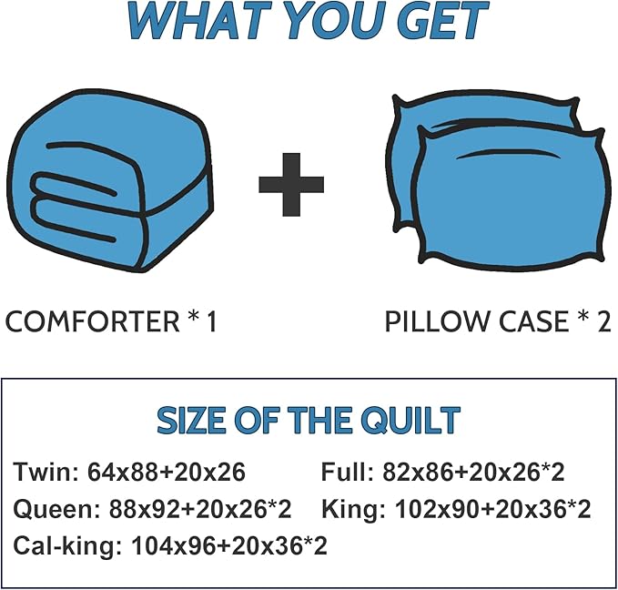 Decroom Lightweight King Comforter Set with 2 Pillow Sham - 3 Pieces Set - Quilted Down Alternative Comforter/Duvet Insert for All Season - Grayish Blue/Grey - King Size