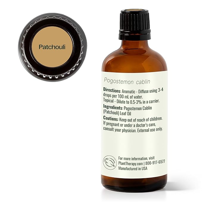 Plant Therapy Patchouli Essential Oil 100 mL (3.3 oz), 100% Pure, Undiluted, for Aromatherapy, Skincare, Meditation, and Relaxation