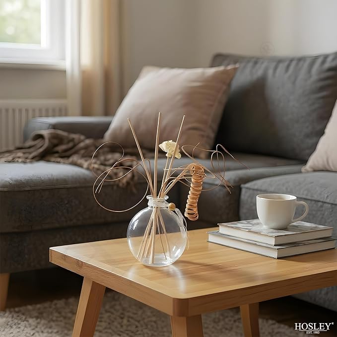 Hosley Glass Diffuser Bottles with Reeds Set of 4 for Home Decor, Aromatherapy, Birthday Gifts for Women, Room Decor - Elegant Home & Office Gift Set (Oil Not Included)