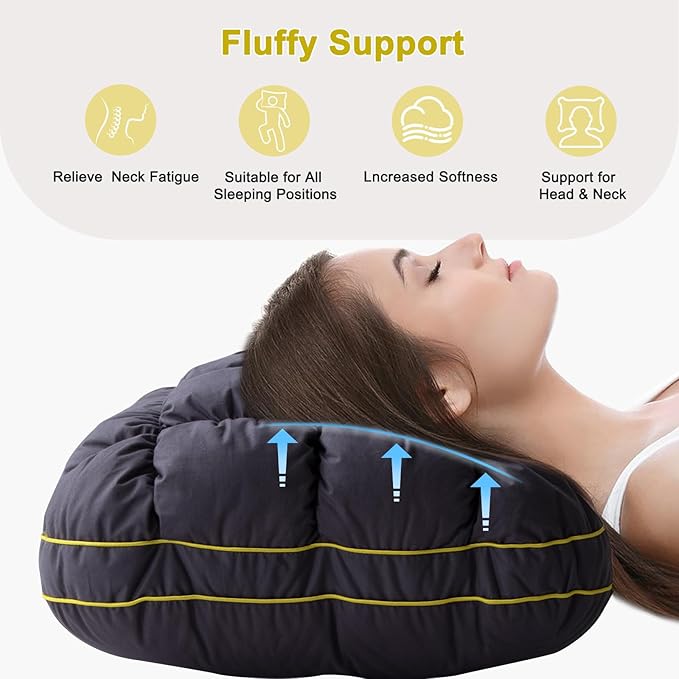 YOUR MOON Fluffy Support Bed Pillow King Size, Luxury Hotel Quality Bed Pillows for Side Sleeper, Super Soft Premium Down Alternative Filling Pillow for Sleeping (Gray)