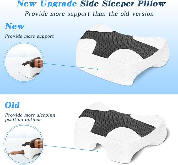 Side Sleeper Pillow with Arm Hole, Shoulder Relief System, Newly Upgrade Arm Pillow for Neck and Shoulder Pain, Premium Memory Foam, Suitable for Side, Back and Stomach Sleepers - Grey