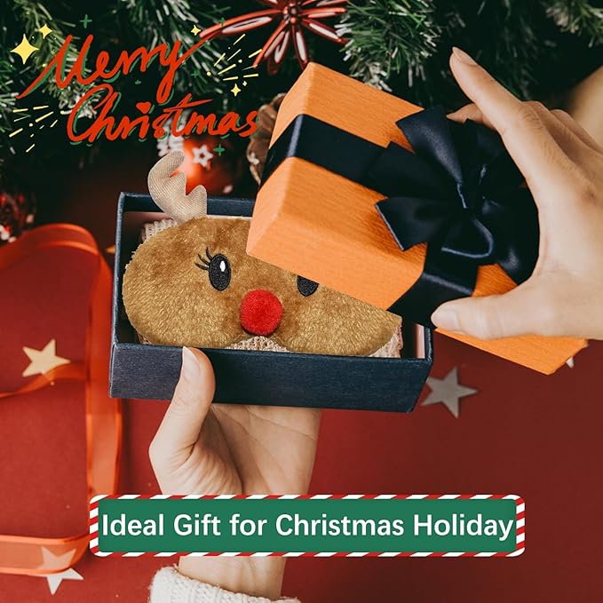 Cute Animal Sleeping Mask Sleep Mask, Christmas Reindeer Soft Plush Eye Masks for Travel Nap Funny Rudolph Blindfold Eye Cover Eyeshade for Adult Teens Men Women - Reindeer, Brown