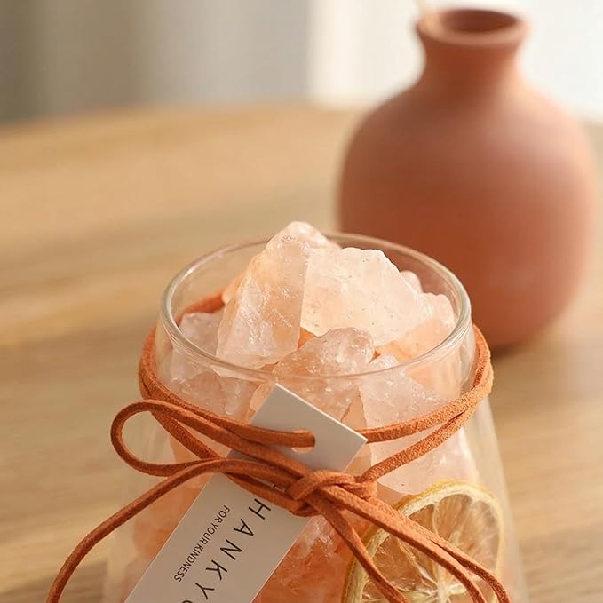 Himalayan Salt Stone Diffuser DIY Kit, Natural Crystal Aromatherapy with Essential Oil, Salt and Stone Gift Set for Home Decor, Eco-Friendly Air Freshener for Bedroom Office Wellness(Pink)