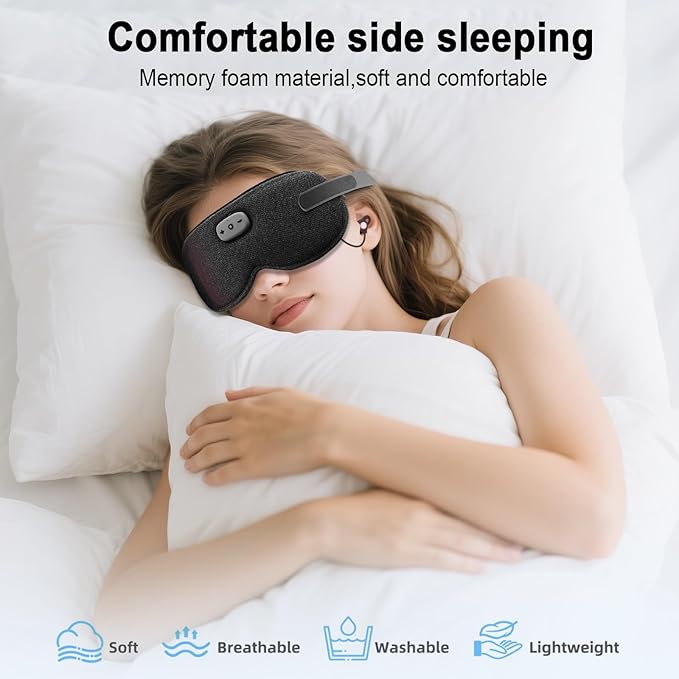 3D Sleep Mask with Bluetooth Headphones, Sleeping Earbuds with HD Mic, Sleep Eye Mask for Side, Zero Eye Pressure, Blackout Eye Mask for Sleep Travel, Elastic Band Eye Masks, for Men Women Gifts,Grey