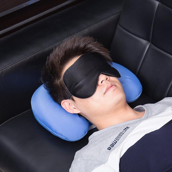 FMS Natural Silk Sleep Mask Blocks Light Completely, 2 Packs Soft Lightweight Eye Mask with Adjustable Strap Best for Travel, Meditation, Shift Work and Daytime Napping (Black)