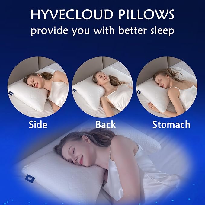 Shredded Memory Foam Pillows for Deep Sleep Bed Pillow for Neck Support with Removable & Washable Cover,Bend(Pack of 2)