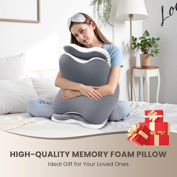 A-Pce Cervical Neck Pillow for Neck and Shoulder, Odorless Memory Foam Pillow with Soft Silk Cover, Ergonomic Orthopedic Neck Support Pillow