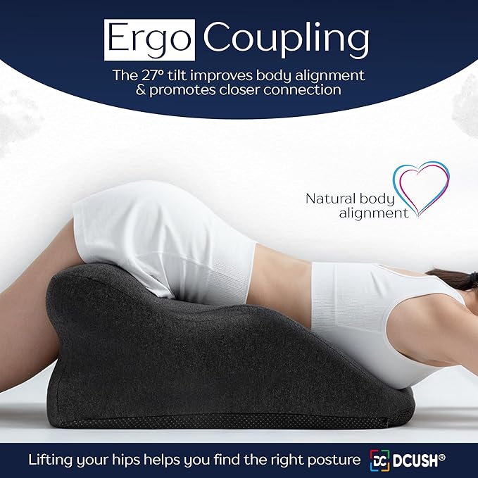 Couples Intimacy Contoured Memory Foam Pillow with Removable Headrest, Wedge Pillows, Massages, Reading, Relaxing & Leg Elevation, Removable Washable Cover, Anti-Slip Base