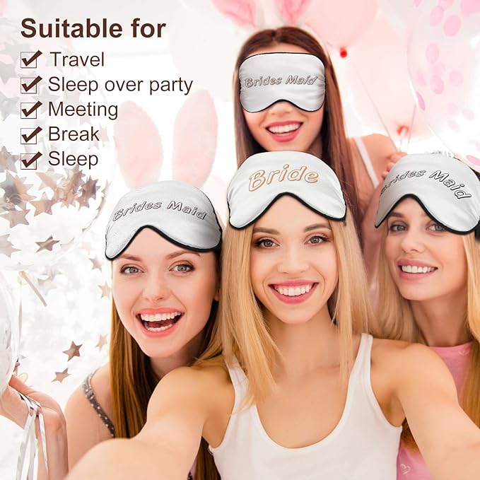 10 Pack White Sleep Mask Sublimation Blank Eye Mask Silk Blindfold Shade Cover with Adjustable Strap for DIY Sleepover Party Supplies Travel Nap Meditation Team Games