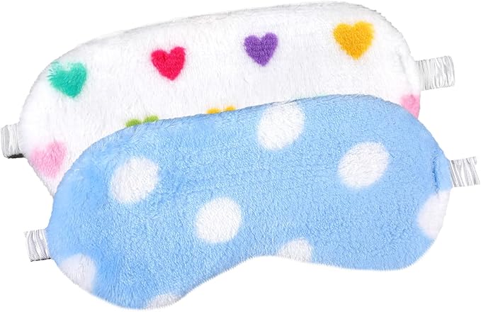 2PCS Plush Sleeping Eye Mask, Soft Plush Eye Mask, Fuffy Eye Cover Comfortable Sleep Mask Blindfold Rainbow Faux Fur Eye Shade for Women, Men and Kids Travel Nap Sleeping