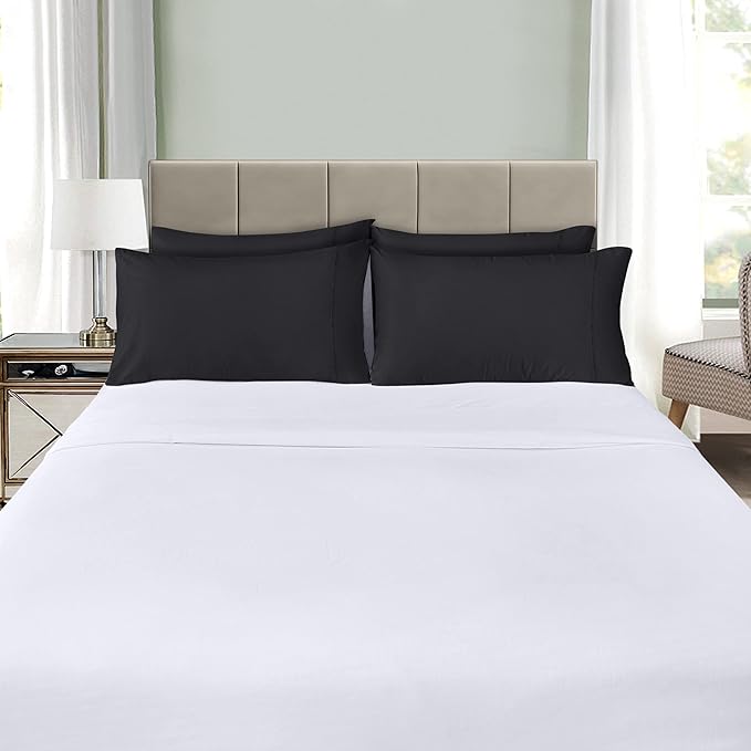 Utopia Bedding King Pillow Cases - 4 Pack - Envelope Closure - Soft Brushed Microfiber Fabric - Shrinkage and Fade Resistant Pillow Covers King Size 20 X 40 Inches (King, Black)