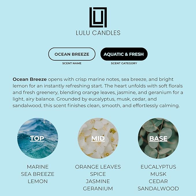 Aroma by Lulu - Luxury Fragrance Oil for Waterless Cold Air Diffusers - Aromatherapy Fragrance Oil Blend for The Home or Office (Ocean Breeze)