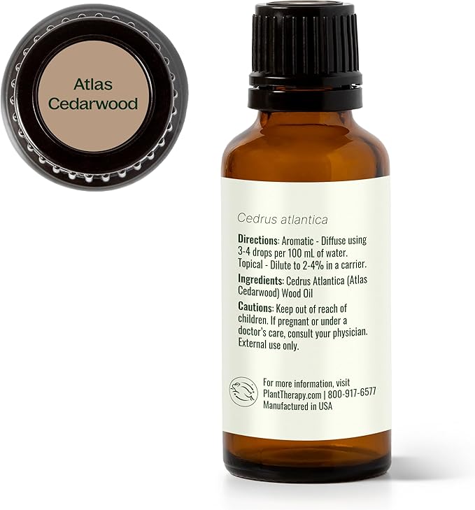 Plant Therapy Atlas Cedarwood Essential Oil 30 mL (1 oz) 100% Pure, Undiluted, Therapeutic Grade