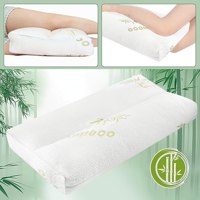MINUPWELL Knee Pillow for Side Sleepers - 4" Height Between Leg & Under Knee Pillow for Back Sleepers - with 1060G 7D Fiber for Relieving Leg, Back, and Knee Pain - Rayon Derived from Bamboo