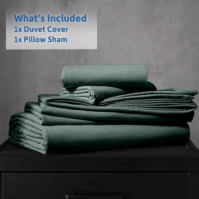 Nestl Forest Green Duvet Cover Queen Size - Soft Double Brushed Queen Duvet Cover Set, 3 Piece, with Zipper Closure, 1 Duvet Cover 90x90 inches and 2 Pillow Shams