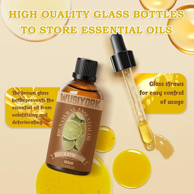 Lime Essential Oil 100ML - 100% Pure and Natural Therapeutic Grade Oils for Aromatherapy Diffuser - 3.4 Fl Oz/Lime