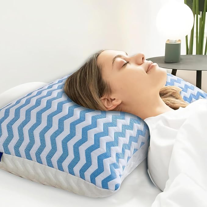 Pillows Queen Size for Bed - Firm Pillow for Back Stomach and Side Sleeper - Shredded Memory Foam Cooling Pillow for Neck and Shoulder Pain Washable Adjustable