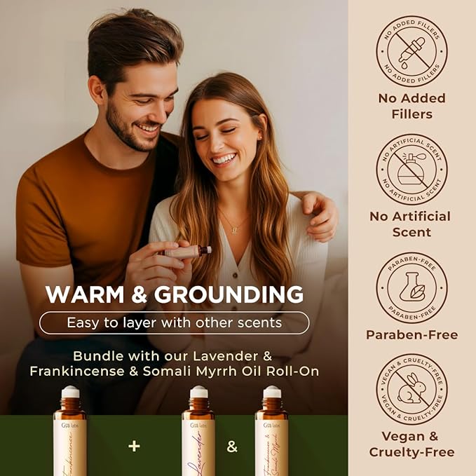 Gya Labs Frankincense Essential Oil Roll On - 0.34 Fl Oz - Travel Size Roller for Camping, Skin, Aromatherapy Relief, Convenience
