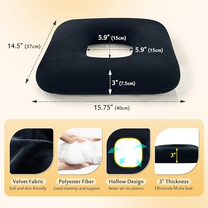 AOSSA Bed Sore Cushions for Butt Positioning Pillow, Pressure Ulcer Cushion, Donut Pressure Relief Pillow for Sleeping Position Wedge After Surgery Turning Back Body Leg Support Medical Seat Cushion