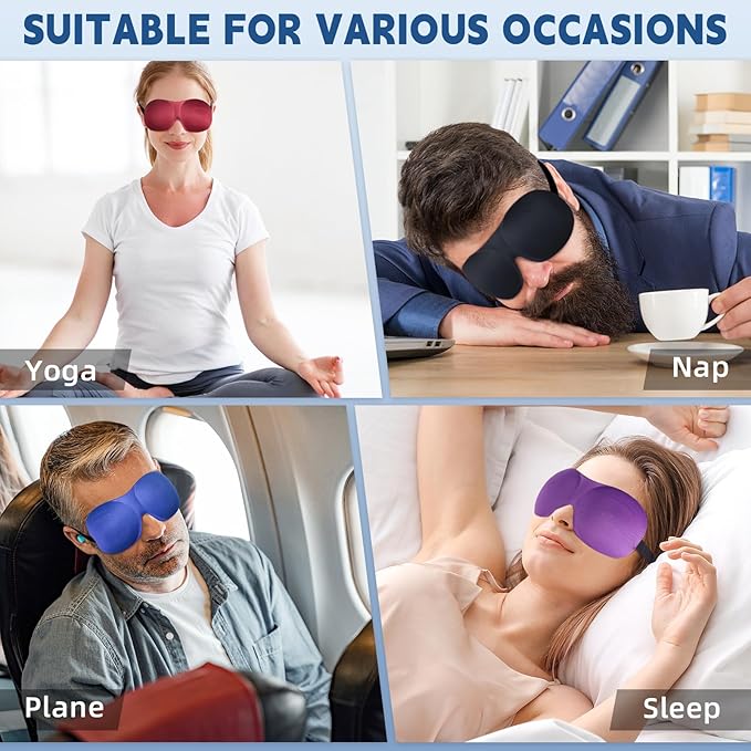 4-Pack Eye Masks for Sleep with Adjustable Strap Comfortable Sleep Masks for Women and Man Night Sleep, Travel, Nap Red