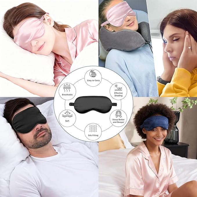 24Pcs Satin Eye Mask Silk Sleep Masks Silky Eyes Cover Blackout Blindfold Eyeshade Scrunchies Hair Ties Travel Wedding Gift