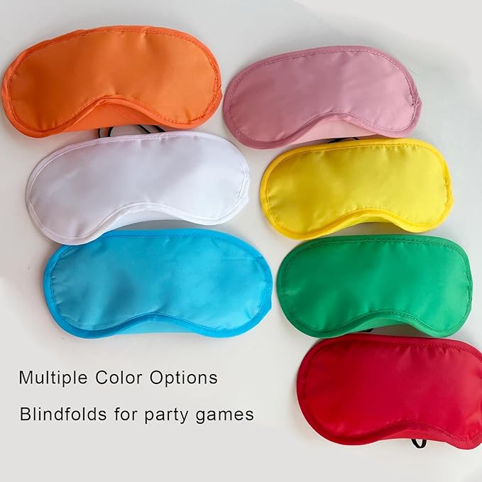 6 Pack Blindfold Eye Mask Cover Sleep Mask for Party Games Travel Sleep Team Build Party Supply with Adjustable Strap for Women Men Kids, Light Blue