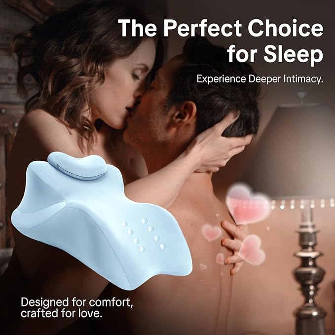 Memory Foam Ergonomic Wedge Pillow - 27° Lift Support Cushion for Sleeping, Reading & Prone Positions Multi-Functional Rest Pillow for Neck, Waist & Back Pain Relief Washable Cover- Blue