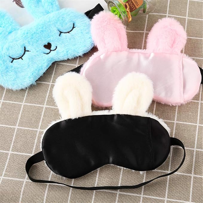 Cute Animal Sleeping Mask Soft Plush Blindfold Cute Rabbit Panda Koala Eye Cover Eyeshade for Kids Teens Girls Women (Pink)