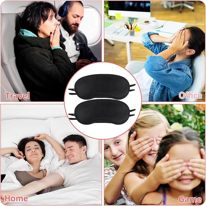 Sleep Mask, 6 PCS Eye Mask for Side Sleeper Soft Breathable Blackout Eye Cover with Adjustable Straps for Travel Blindfold Meditation Nap Women Men Kids (Black)