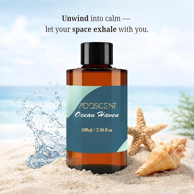 Ocean Haven Fragrance Oil 100ml for Diffuser, Fresh Coastal Air Inspired Scent for Bedroom Living Office Spa, Smooth Aquatic Aroma with Layered Notes Creating Clean Open Indoor Ambience