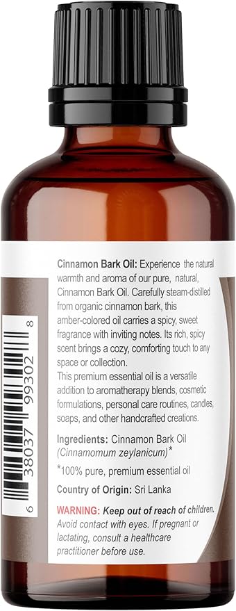 Viva Doria Cinnamon Bark Essential Oil, 100% Pure, Natural Essential Oil, Undiluted, for Aromatherapy | Food Grade, 30 mL (1 Fluid Ounce)