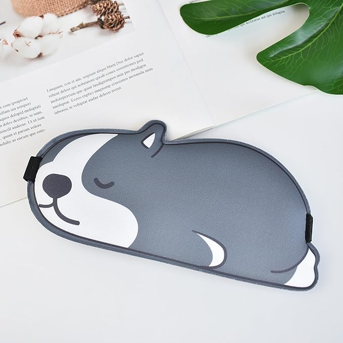 Cute Puppy Sleeping Mask Eye Mask Funny Animal 3D Contoured Sleep Mask Soft Breathable Blindfold Travel Eye Cover Eyeshade for Kids Adults Girls Boys Women Men (Dog, Grey)