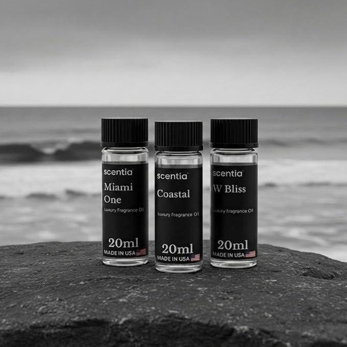 Scentia Hotel Essential Oils 3-Pack - Miami One, Coastal & W Bliss Luxury Aromatherapy Diffuser Oils - 3x20ml