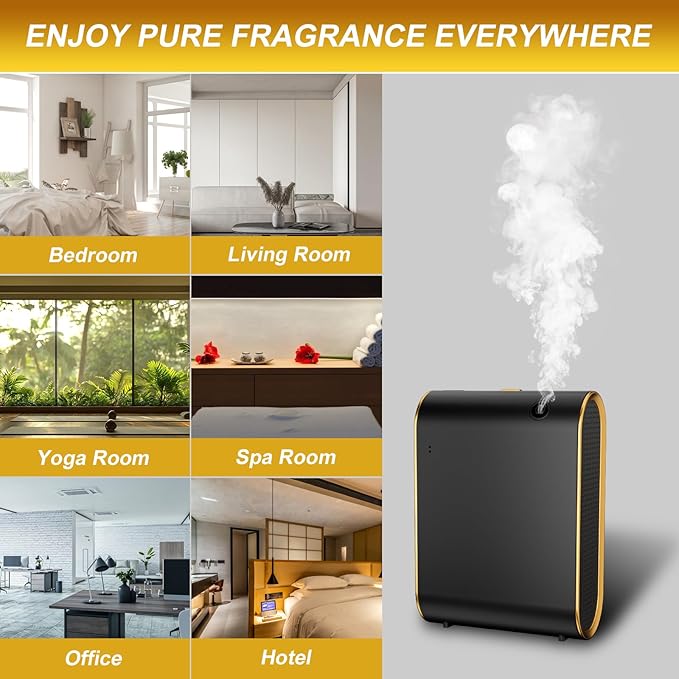 Wankeer Smart Scent Air Machine for Home, 1500 Sq. Ft Hotel Collection Diffuser with Cold Air Tech, Whole House Fragrance & Low Noise, Bluetooth Scent Air Diffuser for Home, Hotel, Office, Spa(Black)